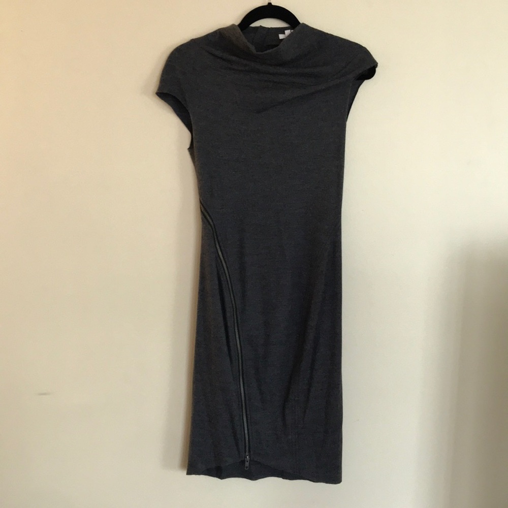 Helmut Lang wool charcoal mid length dress